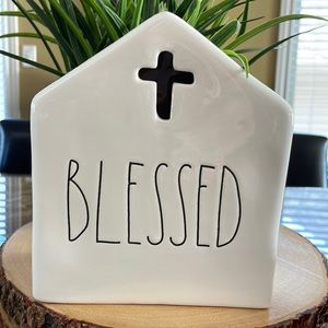 Rae Dunn BLESSED Decor with Cross Cutout